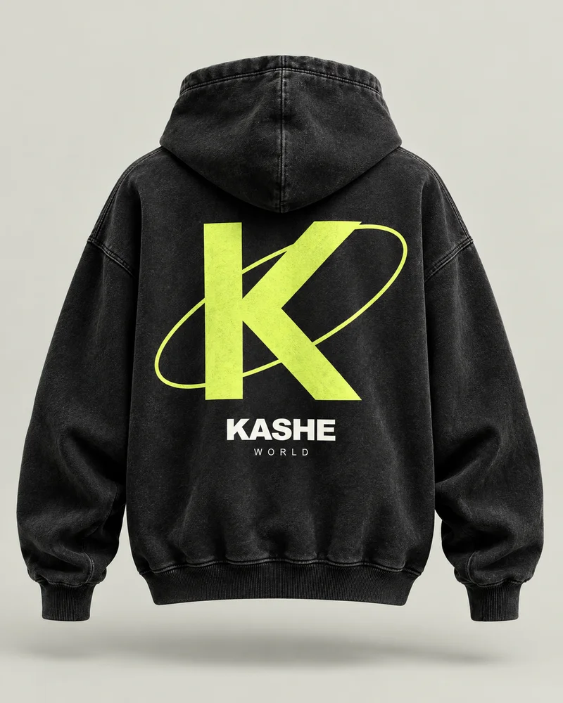 AI-generated black hoodie concept with a citron Orbit K back graphic