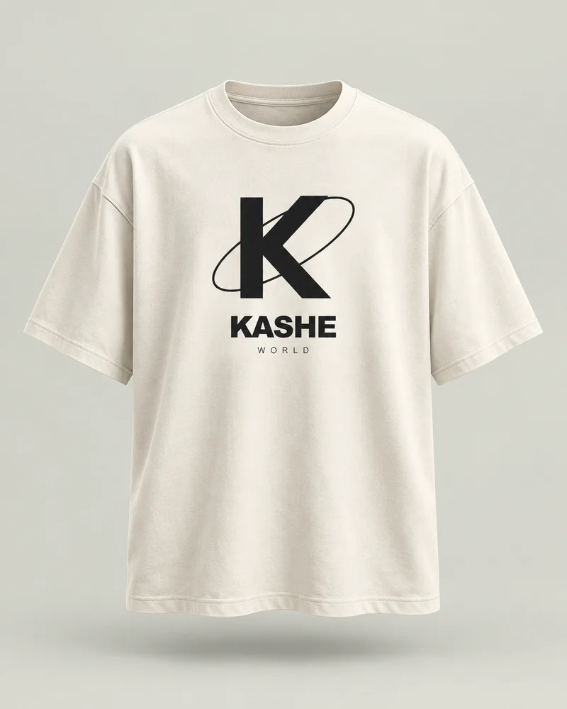 AI-generated ivory tee concept with a black Orbit K chest graphic